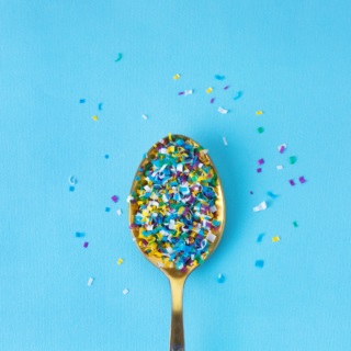 Spoon with microplastics