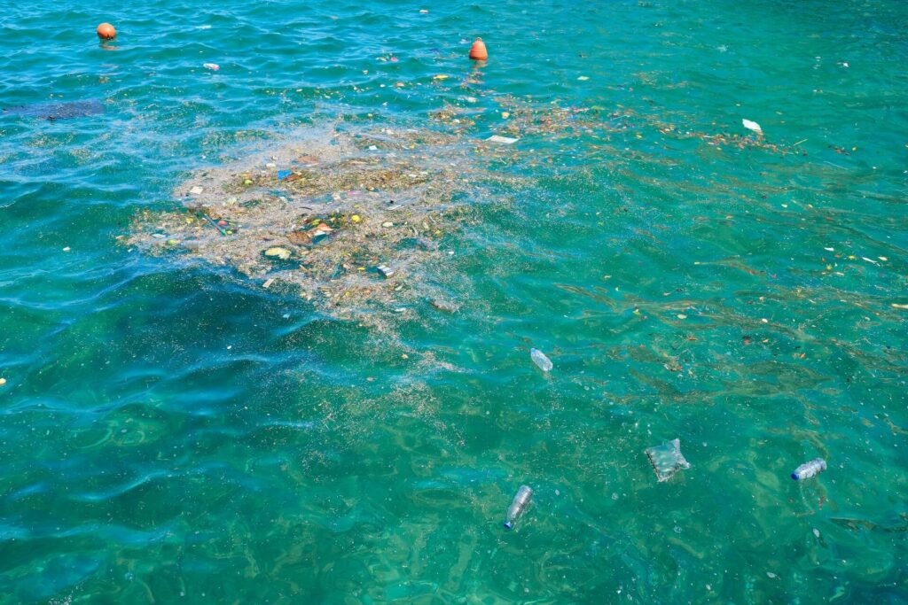 plastic bags garbage sailing ashore